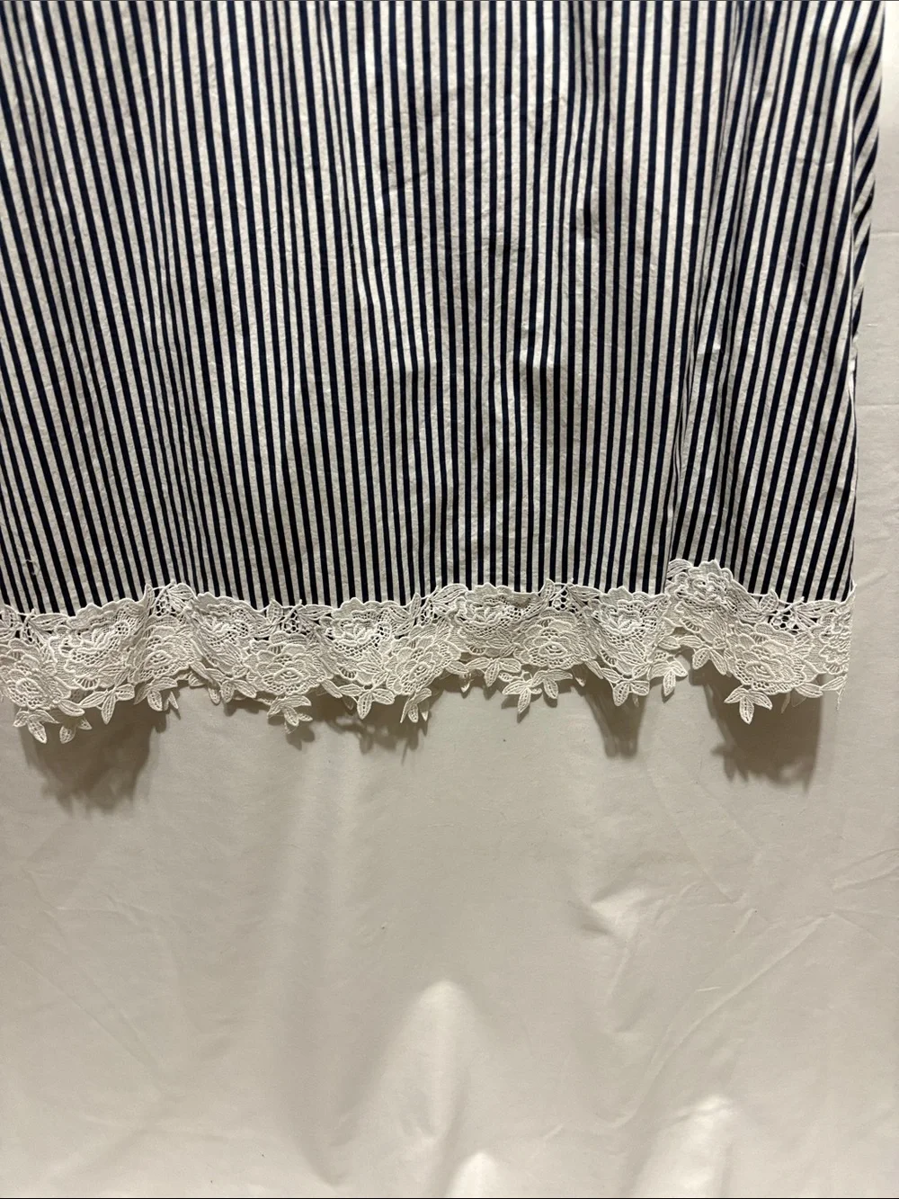 Dainty Jewells Navy & White Striped Lace-Trim Shirt Dress - Picture 8 of 10